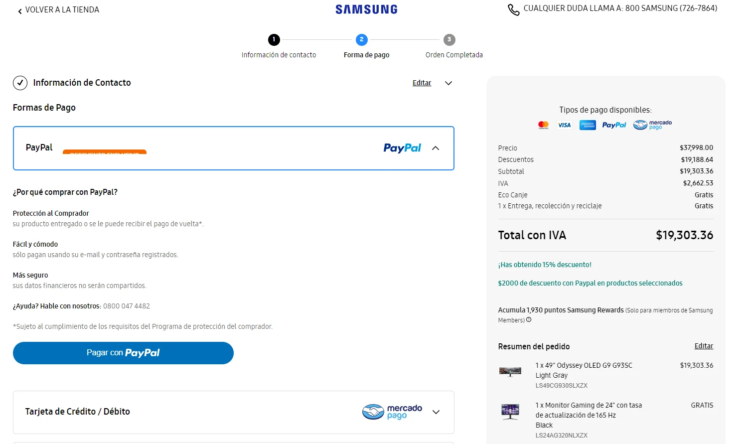 Samsung Odyssey G9 descuento Paypal
